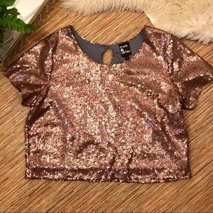 Rose gold sequin crop top